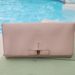 Salvatore Ferragamo Pink Leather Wallet with Bow Accent